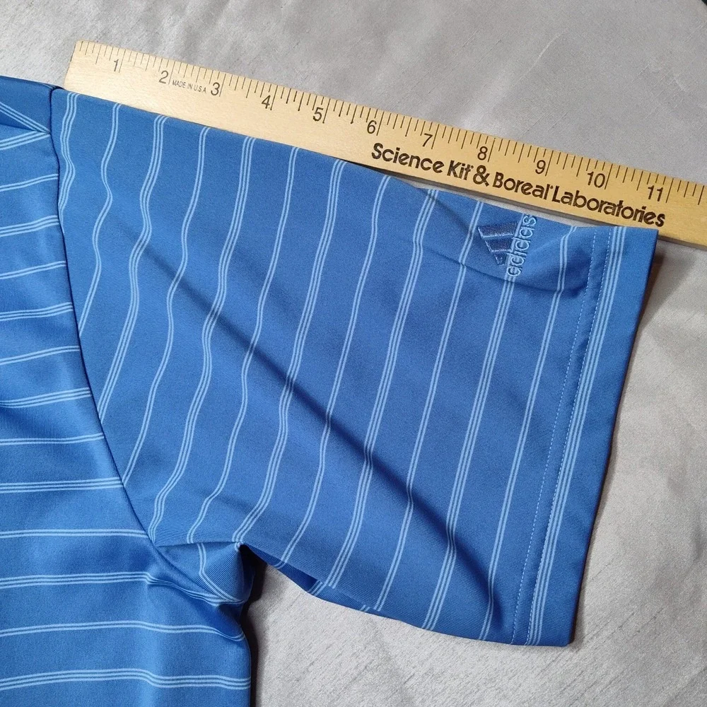 ADIDAS GOLF Men Large Blue White‎ Striped Polo Shirt EUC